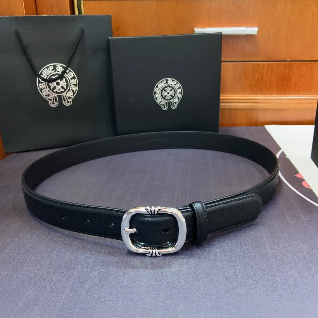 𝐂𝐡𝐫𝐨𝐦𝐞𝐇𝐞𝐚𝐫𝐭𝐬 Crow Heart Scout Flower Japanese Pin Buckle Belt [Fixed Style], the brass silver-plated buckle is paired with an imported wax leather belt, which is very cool. Width 3.0cmp480